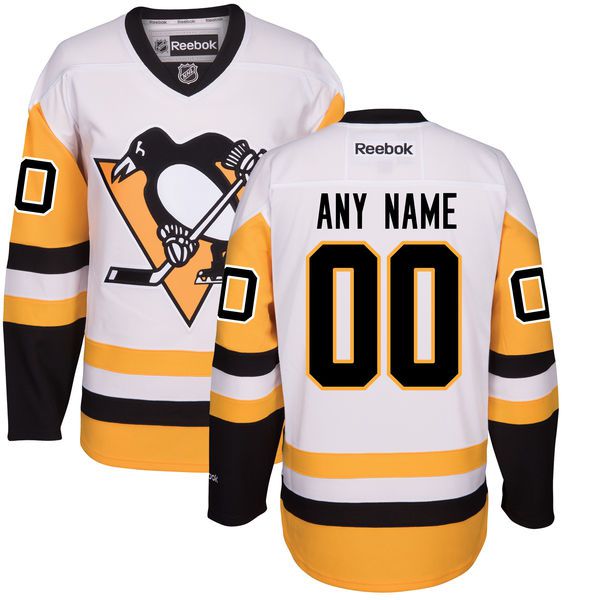 Men Pittsburgh Penguins Reebok White Away Premier Custom NHL Jersey->customized nhl jersey->Custom Jersey